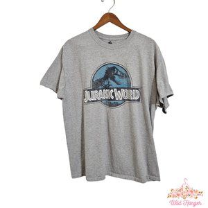Men's Gray Jurassic World Graphic T-Shirt Short Sleeve XL